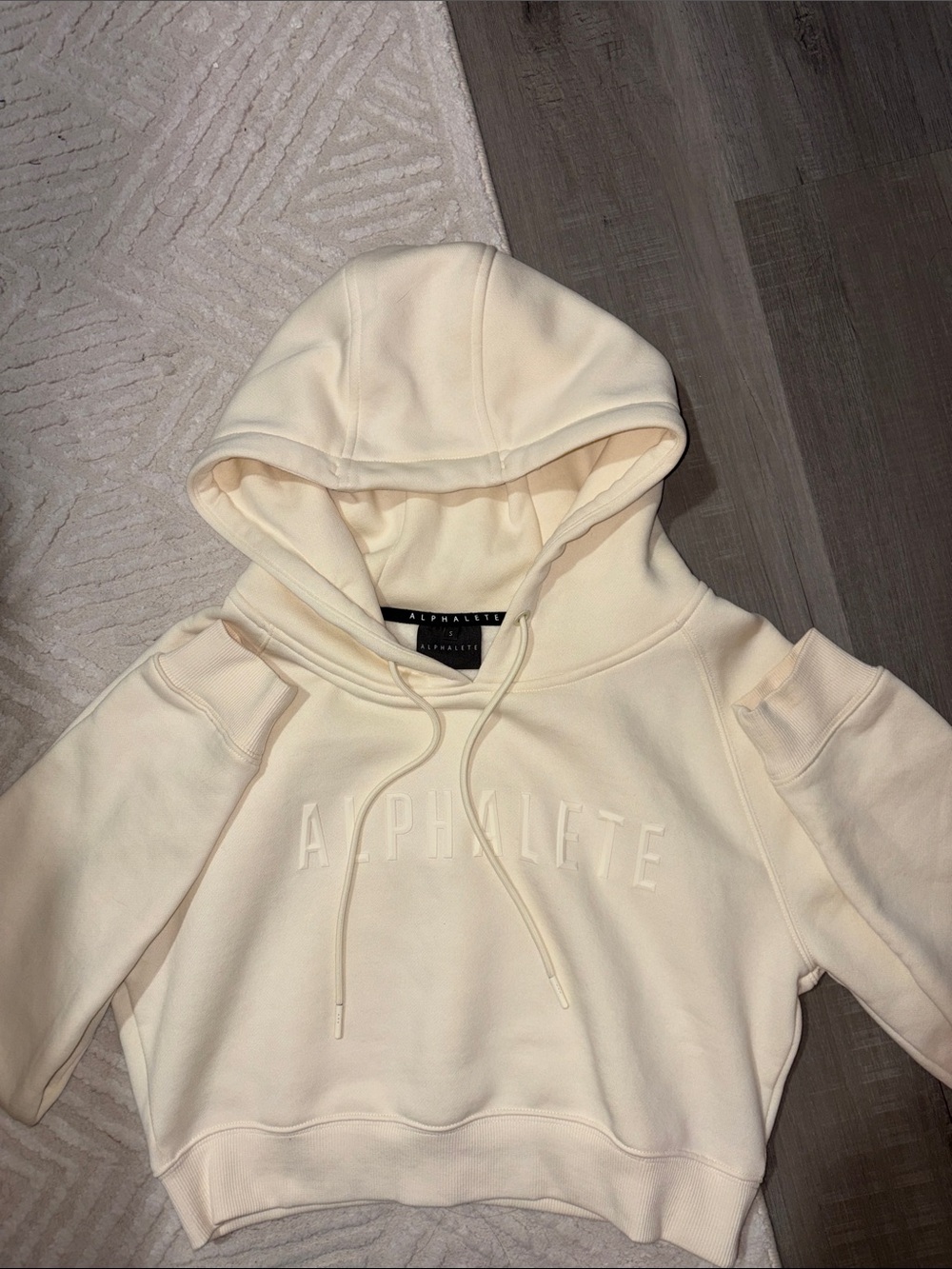 Alphalete cream crop hoodie size small
